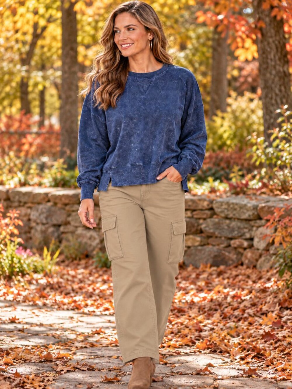 SO Sweatshirt Cropped Dolman Sleeve Fleece Lined "So Soft" Blue Acid Wash NWT M